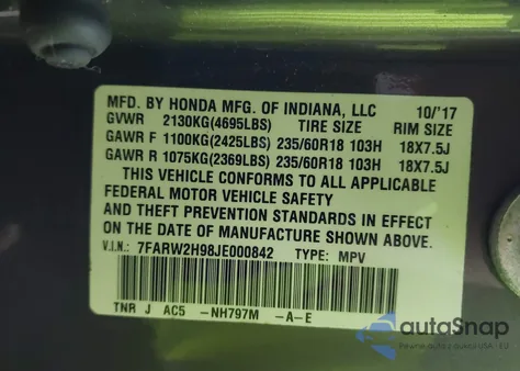 2018 Honda Cr-V Touring from USA, damaged, VIN 7FARW2H98JE000842